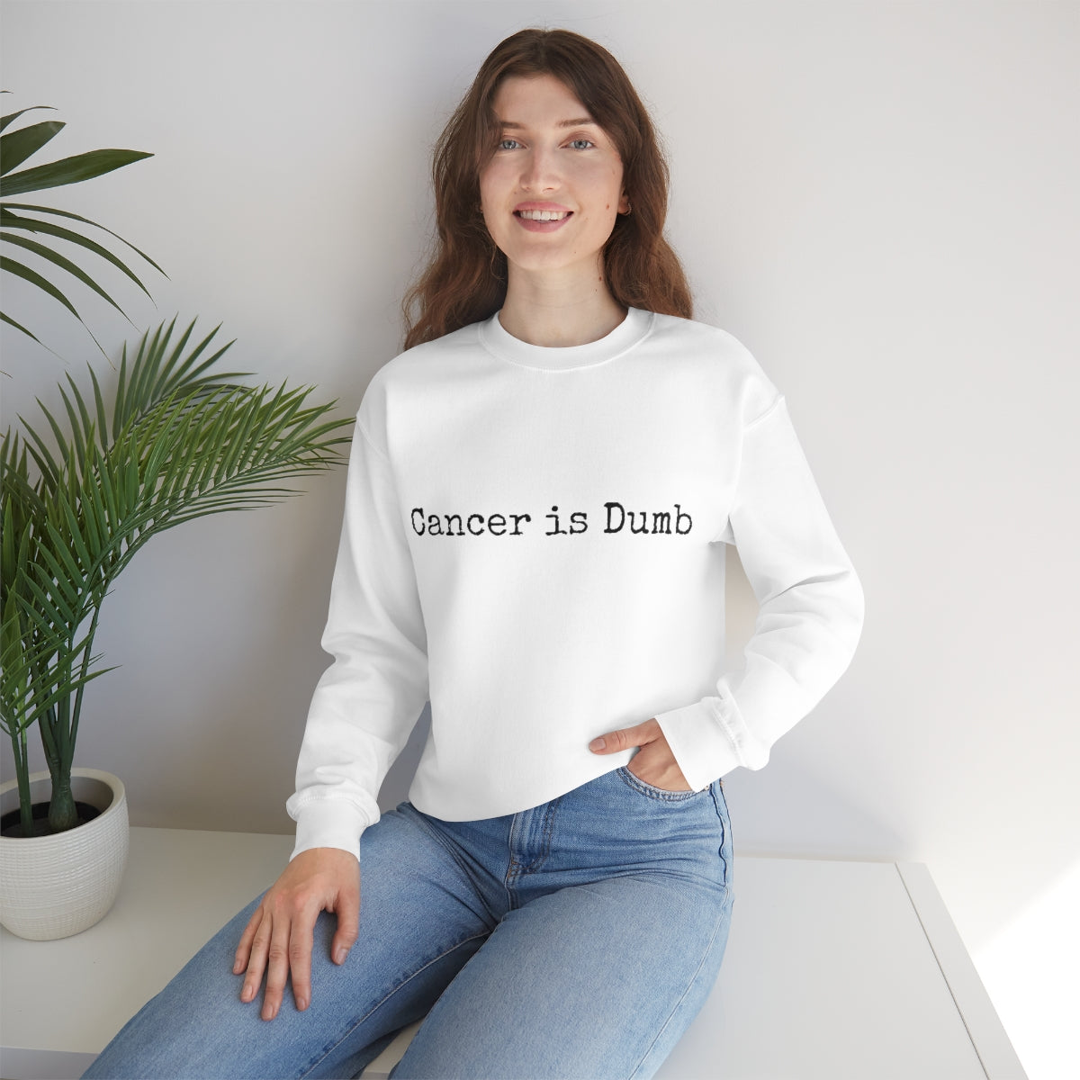 Unisex Heavy Blend™ Crewneck Sweatshirt Mens Womens Apparel Clothing Anti Cancer Cancer is Dumb Survivor Support Humorous Funny