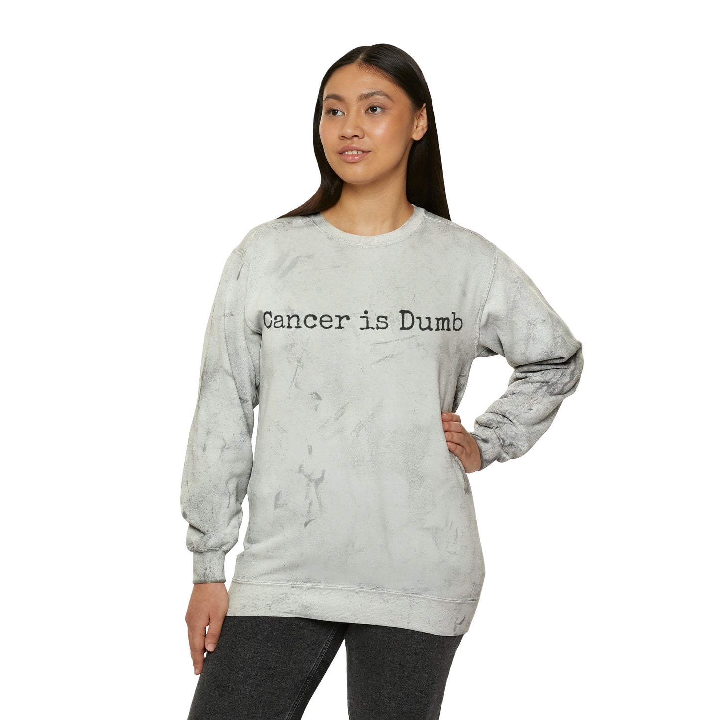 Unisex Color Blast Crewneck Sweatshirt Mens Womens Apparel Clothing Anti Cancer Cancer is Dumb Survivor Support Humorous Funny