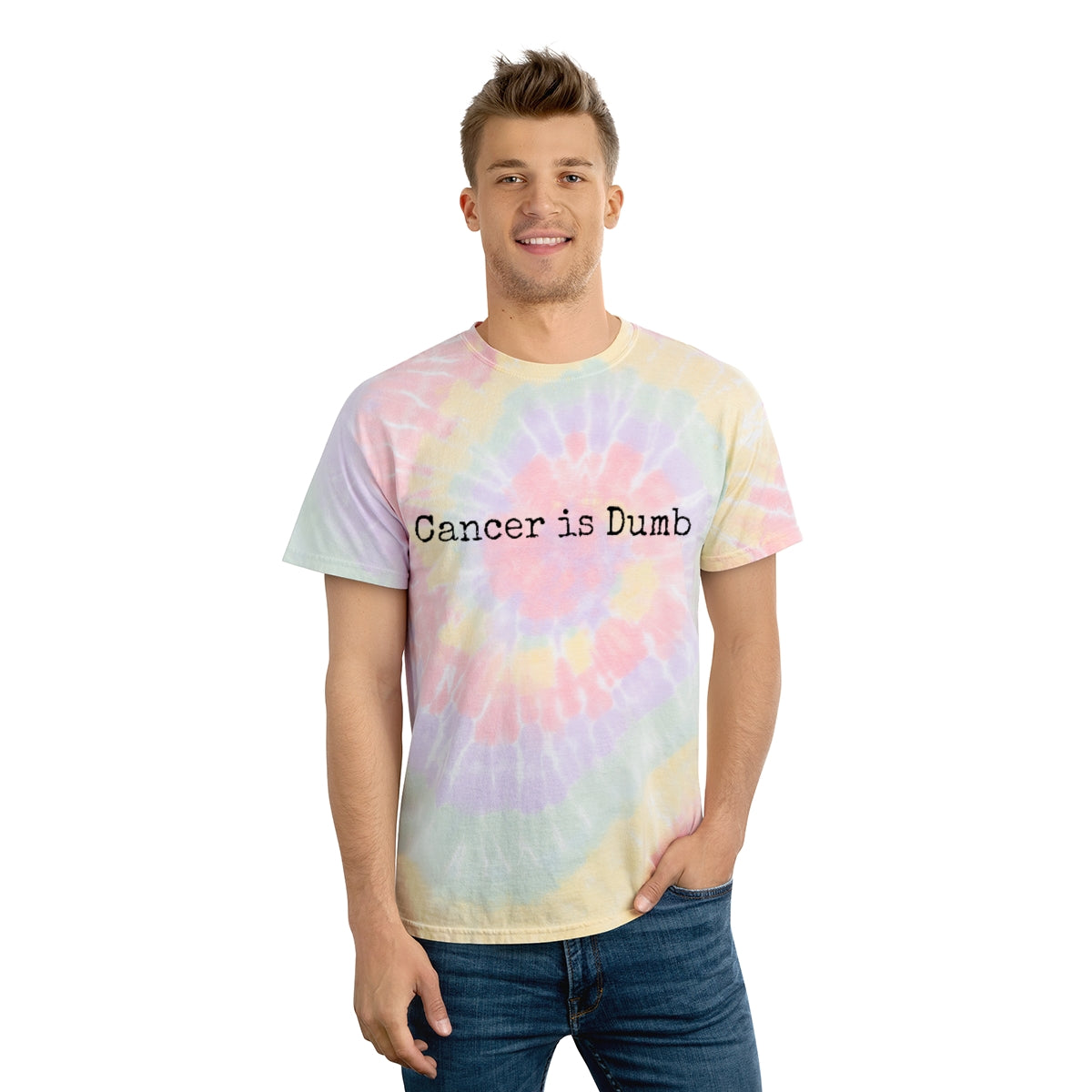 Tie-Dye Tee, Spiral T Shirt tshirt Anti Cancer Cancer is Dumb Survivor Support Humorous Funny